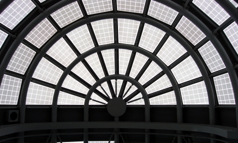 Rotunda ceiling at an O'Hare Terminal from below